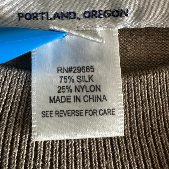 Pendleton Silk Nylon Mock Neck Top Sweater Large Tan Quiet Luxury Minimalist EUC - Picture 8 of 9